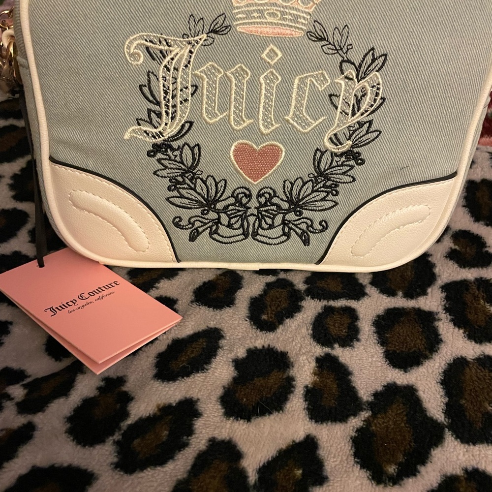 Juicy couture light washed denim heritage crossbody